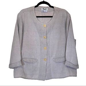 Flax Beige Linen Button Front Top or Jacket Size Medium
